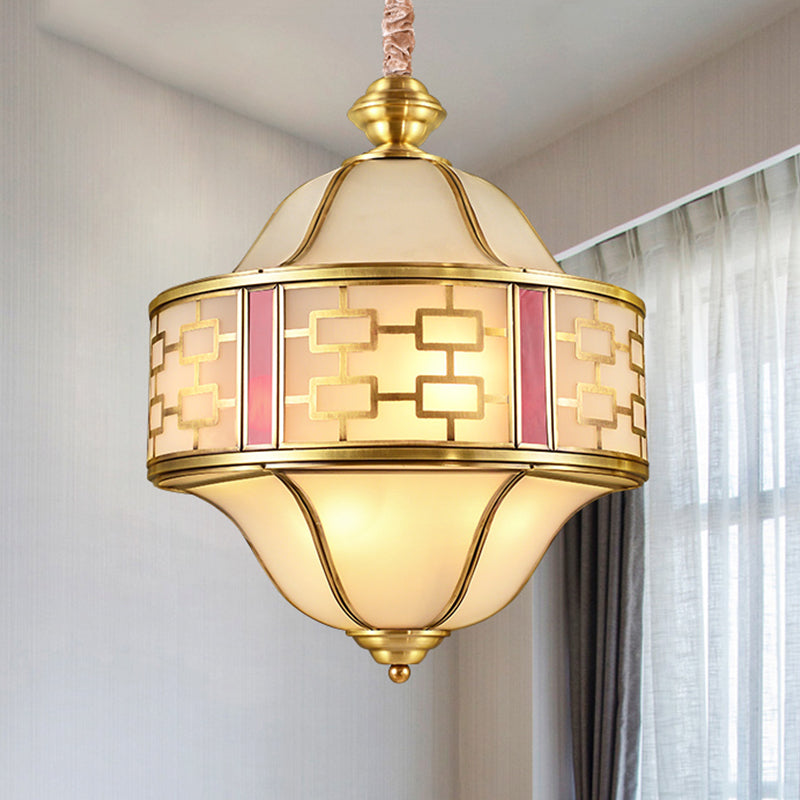 Double Bell Porch Chandelier Light Colonialist Milky Glass - Rebooters