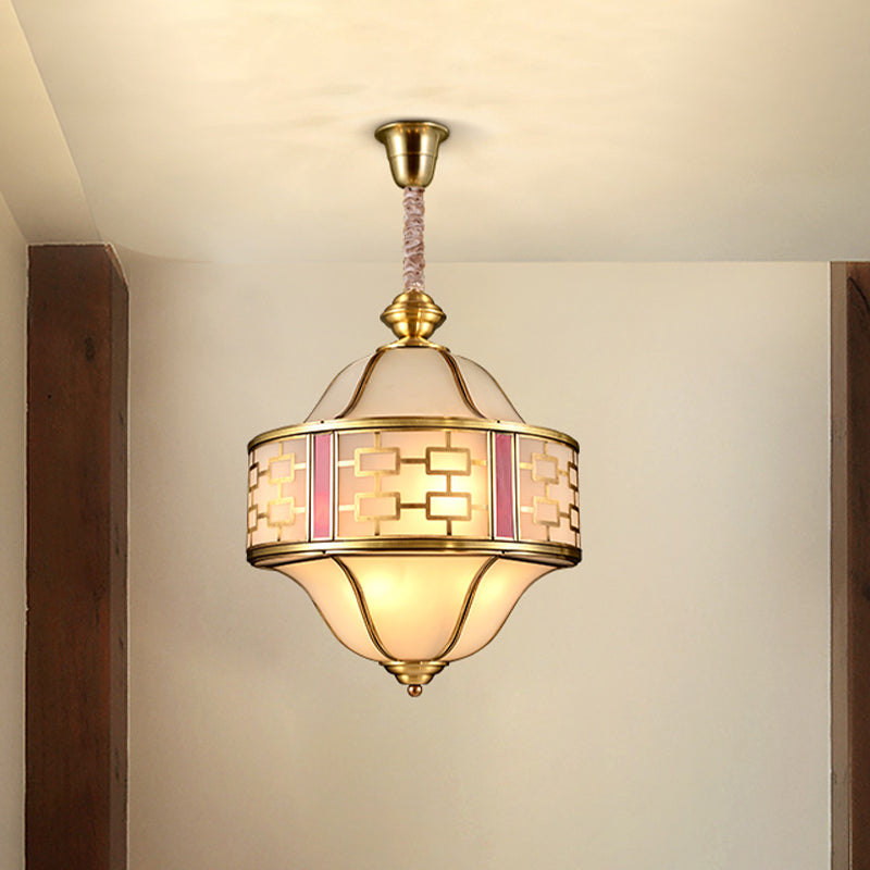 Double Bell Porch Chandelier Light Colonialist Milky Glass - Rebooters