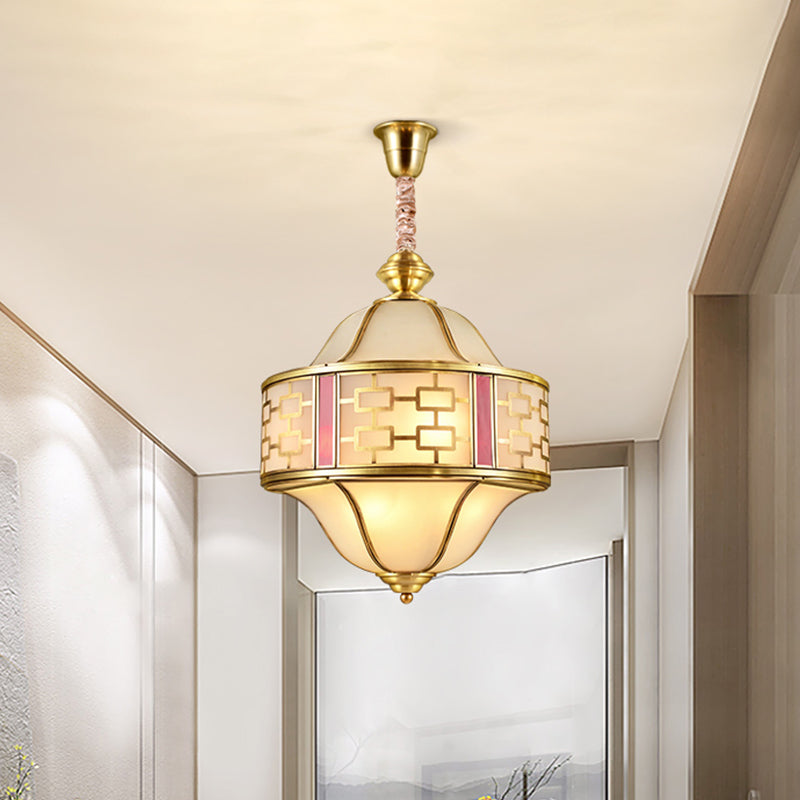 Double Bell Porch Chandelier Light Colonialist Milky Glass - Rebooters