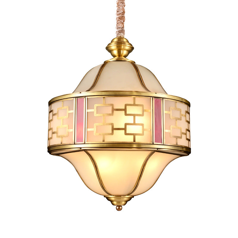 Double Bell Porch Chandelier Light Colonialist Milky Glass - Rebooters