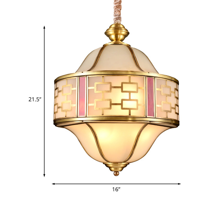 Double Bell Porch Chandelier Light Colonialist Milky Glass - Rebooters