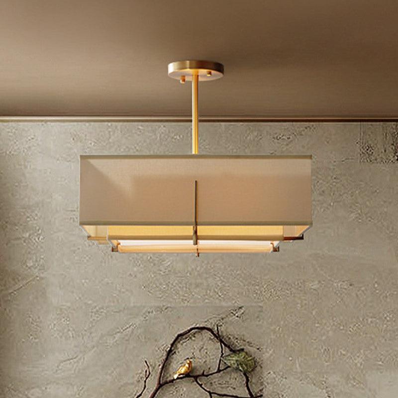 Beige 4 Bulbs Pendant Chandelier Colonialism Light Fixture - Rebooters