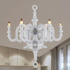 Traditionalist Candlestick Chandelier 6 Heads Wooden Ceiling Pendant Light - Rebooters