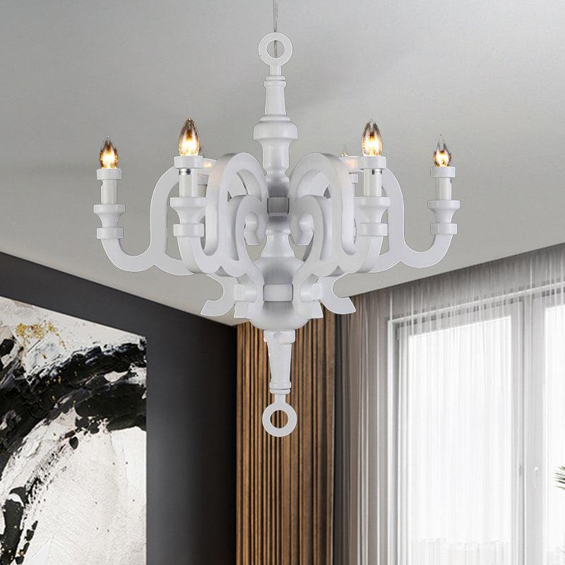 Traditionalist Candlestick Chandelier 6 Heads Wooden Ceiling Pendant Light - Rebooters