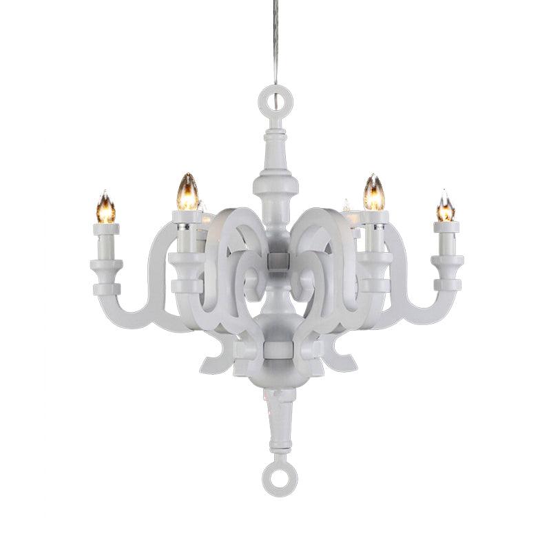 Traditionalist Candlestick Chandelier 6 Heads Wooden Ceiling Pendant Light - Rebooters