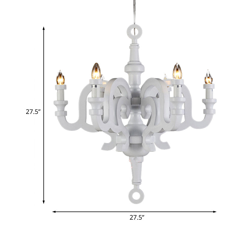 Traditionalist Candlestick Chandelier 6 Heads Wooden Ceiling Pendant Light - Rebooters