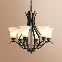 6/8 Lights Milk Glass Chandelier Lamp Retro Style Black Bell - Rebooters