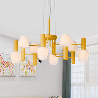 8 Bulbs Lounge Ceiling Chandelier Macaron Pink Yellow Blue Lamp - Rebooters