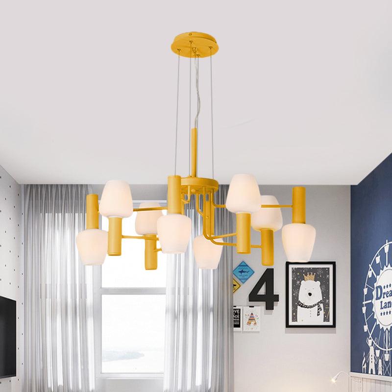 8 Bulbs Lounge Ceiling Chandelier Macaron Pink Yellow Blue Lamp - Rebooters