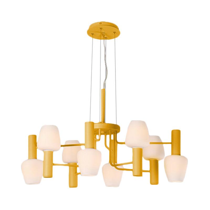 8 Bulbs Lounge Ceiling Chandelier Macaron Pink Yellow Blue Lamp - Rebooters