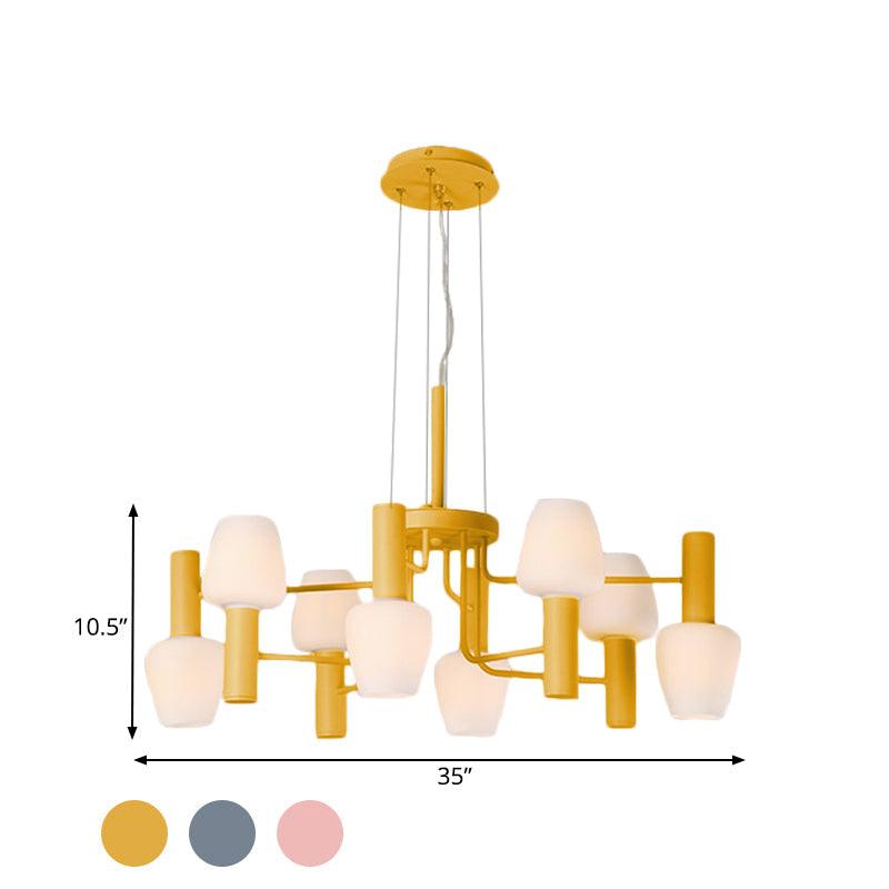 8 Bulbs Lounge Ceiling Chandelier Macaron Pink Yellow Blue Lamp - Rebooters