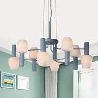 8 Bulbs Lounge Ceiling Chandelier Macaron Pink Yellow Blue Lamp - Rebooters