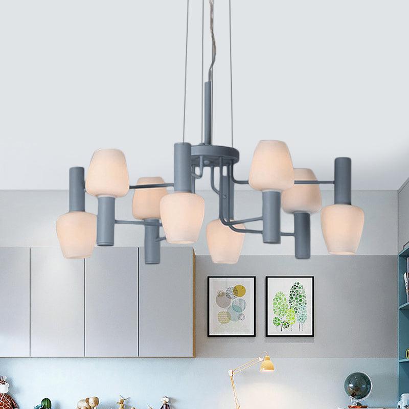 8 Bulbs Lounge Ceiling Chandelier Macaron Pink Yellow Blue Lamp - Rebooters