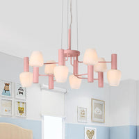 8 Bulbs Lounge Ceiling Chandelier Macaron Pink Yellow Blue Lamp - Rebooters