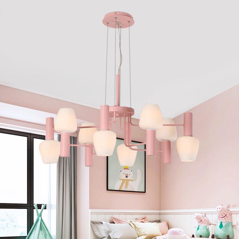 8 Bulbs Lounge Ceiling Chandelier Macaron Pink Yellow Blue Lamp - Rebooters
