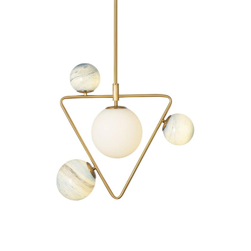 4-Head Loft House Chandelier Mid Century Gold Pendant Lamp - Rebooters