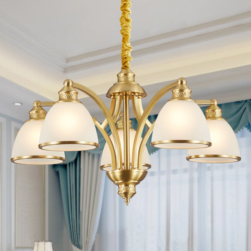 Bowl Ivory Glass Chandelier Lamp Colonial 3/5/8 Bulbs Gold - Rebooters