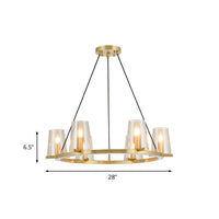 6/8-Bulb Cone Hanging Chandelier Colonialist Gold Clear Glass - Rebooters