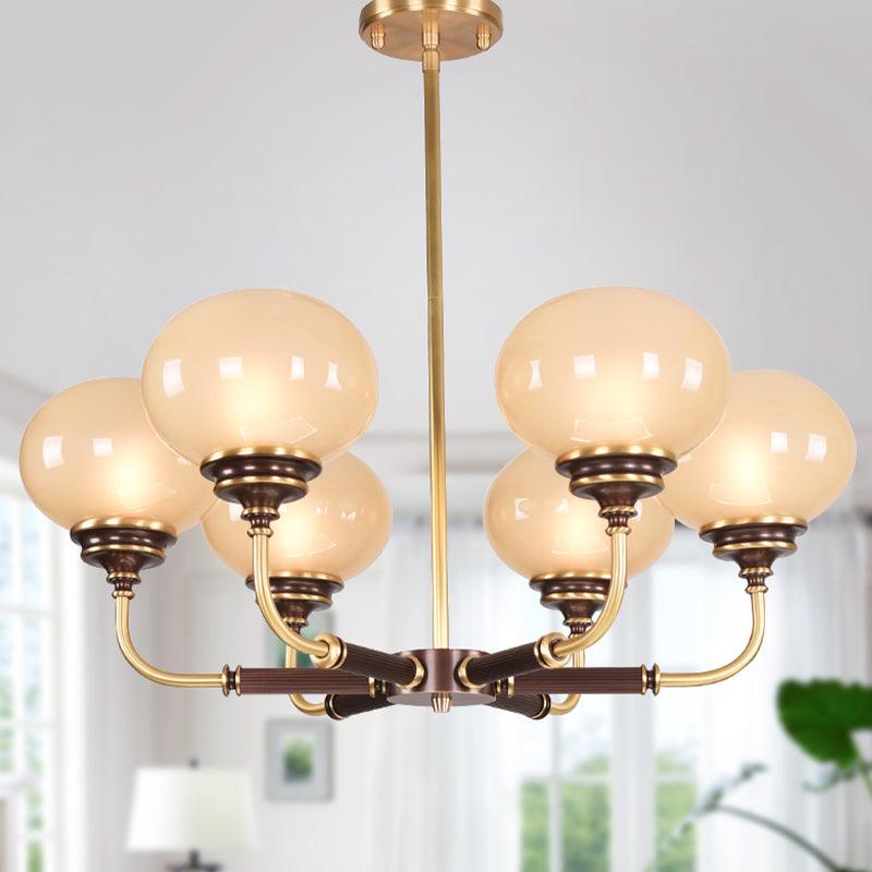 Ball Frosted Glass Ceiling Chandelier Colonial 3/6 Heads - Rebooters