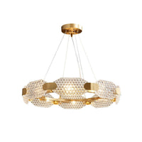 8-Head Octagon Chandelier Light Colonialist Gold Clear Glass - Rebooters