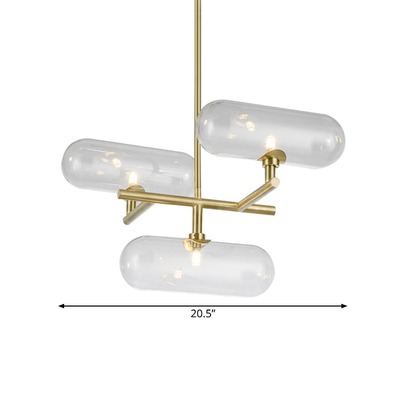 3 Lights Dining Room Ceiling Chandelier Modern Brass Pendant Lighting - Rebooters