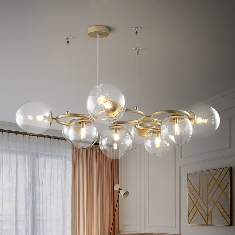 Multi-Circle Chandelier Light Modern Iron 9-Light Gold Lamp - Rebooters