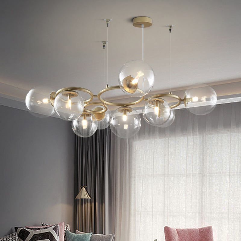 Multi-Circle Chandelier Light Modern Iron 9-Light Gold Lamp - Rebooters