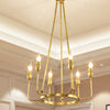 6/8 Bulbs Candle Ceiling Chandelier Colonial Gold Metal Light - Rebooters