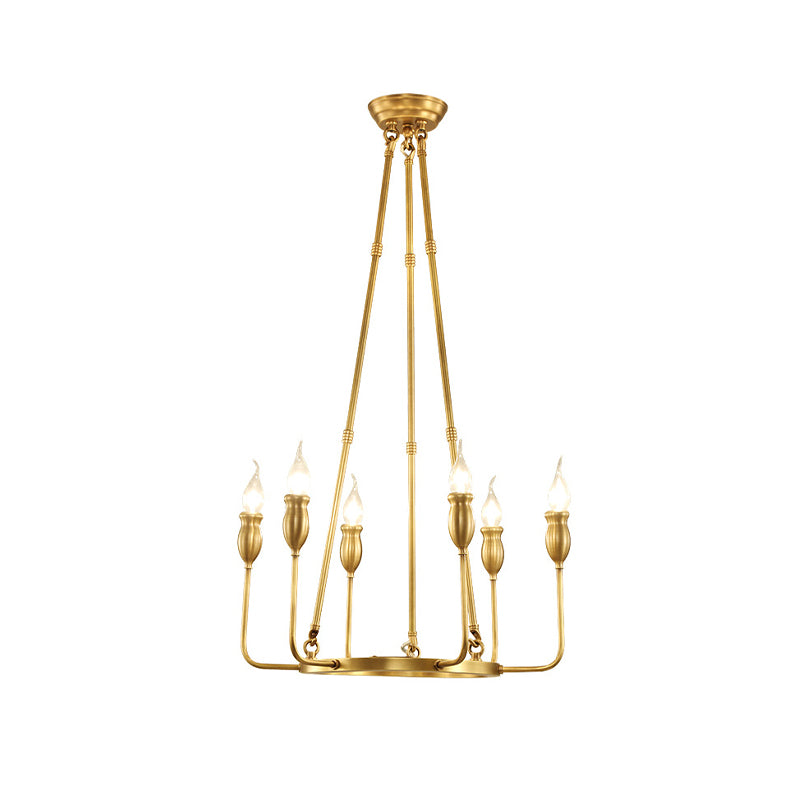 6/8 Bulbs Candle Ceiling Chandelier Colonial Gold Metal Light - Rebooters