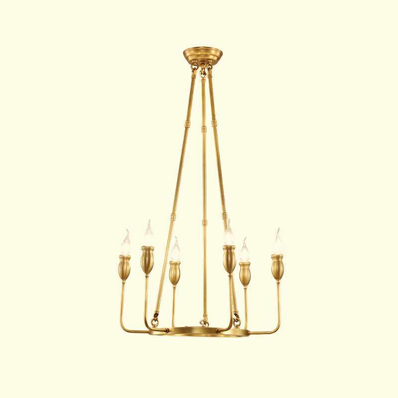 6/8 Bulbs Candle Ceiling Chandelier Colonial Gold Metal Light - Rebooters
