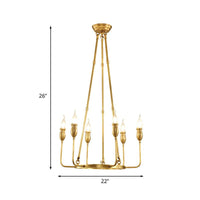 6/8 Bulbs Candle Ceiling Chandelier Colonial Gold Metal Light - Rebooters