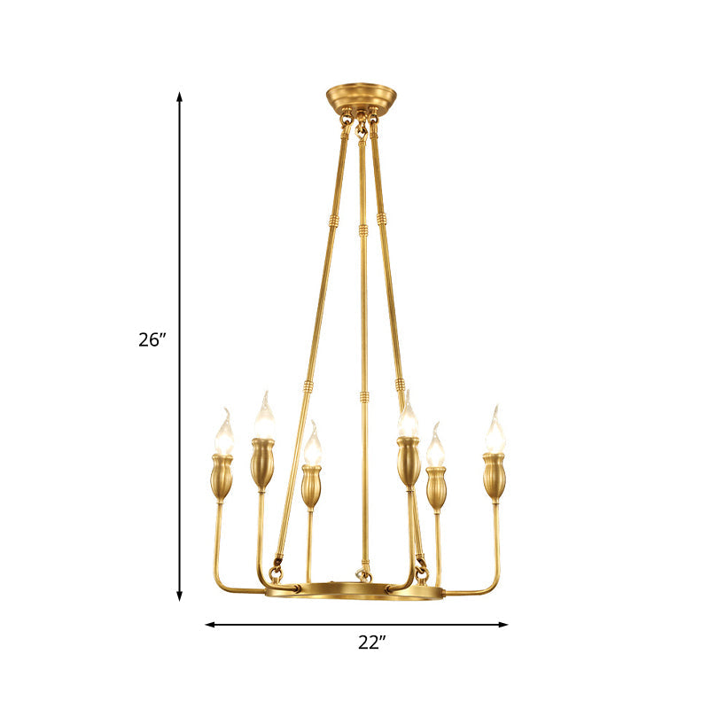 6/8 Bulbs Candle Ceiling Chandelier Colonial Gold Metal Light - Rebooters