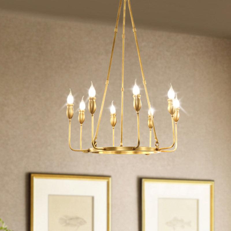 6/8 Bulbs Candle Ceiling Chandelier Colonial Gold Metal Light - Rebooters