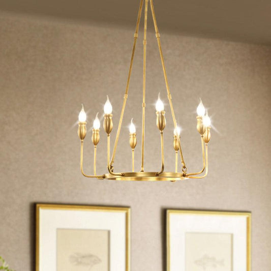 6/8 Bulbs Candle Ceiling Chandelier Colonial Gold Metal Light - Rebooters
