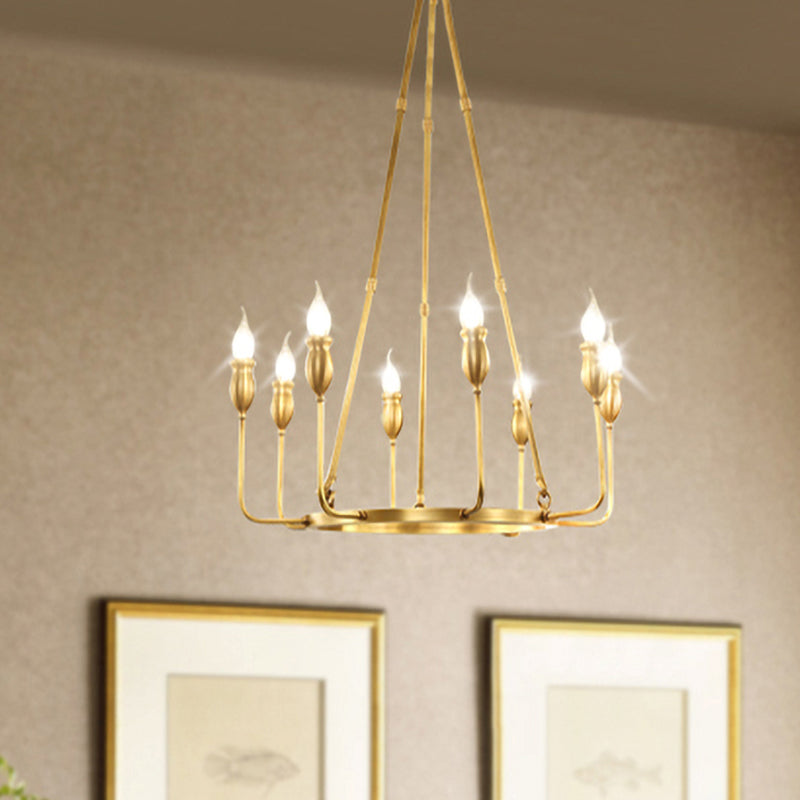 6/8 Bulbs Candle Ceiling Chandelier Colonial Gold Metal Light - Rebooters