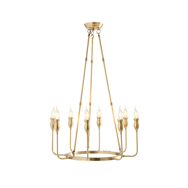 6/8 Bulbs Candle Ceiling Chandelier Colonial Gold Metal Light - Rebooters