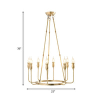 6/8 Bulbs Candle Ceiling Chandelier Colonial Gold Metal Light - Rebooters