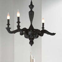 3/6-Bulb Candlestick Chandelier Light Traditional Black Resin - Rebooters