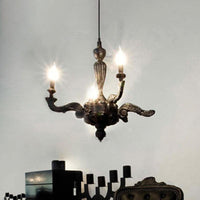 3/6-Bulb Candlestick Chandelier Light Traditional Black Resin - Rebooters