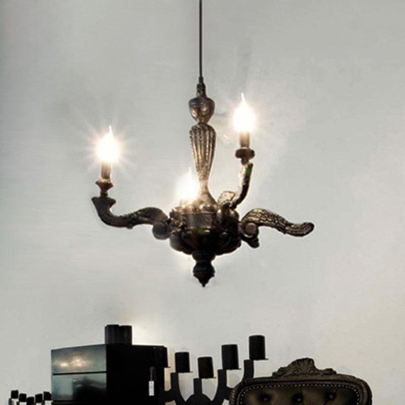 3/6-Bulb Candlestick Chandelier Light Traditional Black Resin - Rebooters