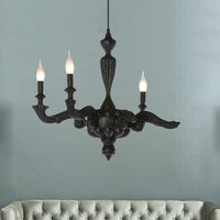 3/6-Bulb Candlestick Chandelier Light Traditional Black Resin - Rebooters
