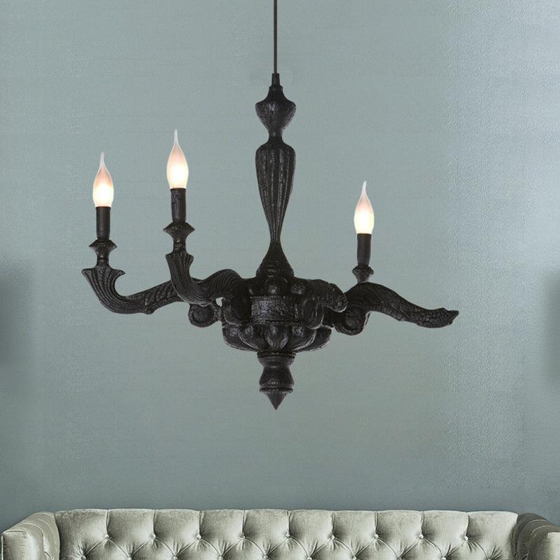3/6-Bulb Candlestick Chandelier Light Traditional Black Resin - Rebooters