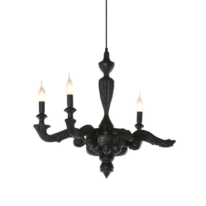 3/6-Bulb Candlestick Chandelier Light Traditional Black Resin - Rebooters