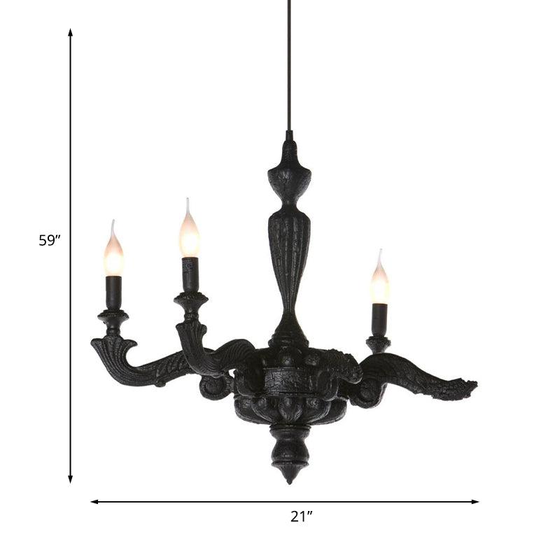 3/6-Bulb Candlestick Chandelier Light Traditional Black Resin - Rebooters