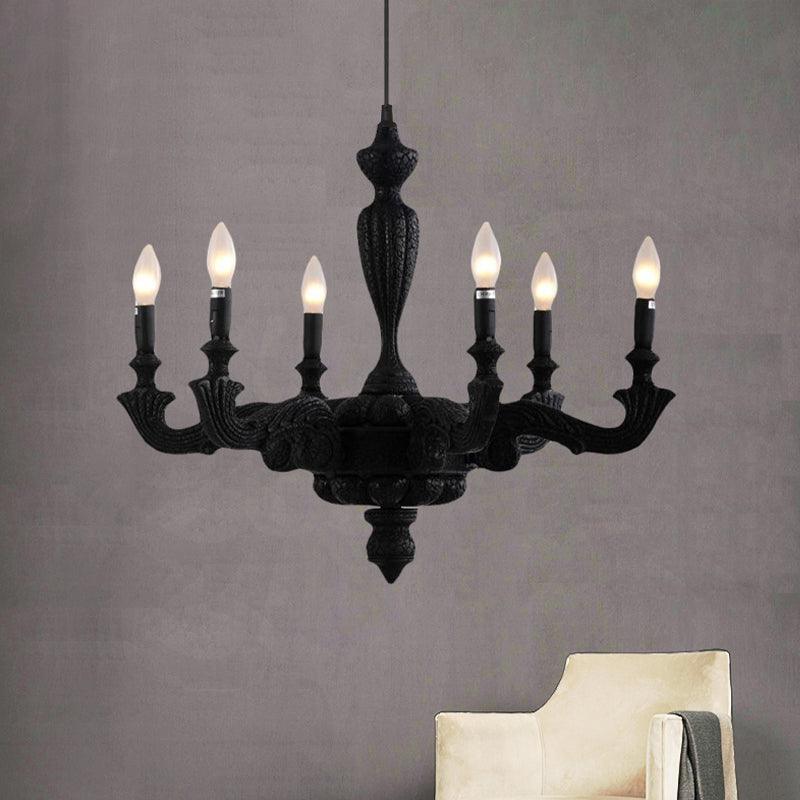 3/6-Bulb Candlestick Chandelier Light Traditional Black Resin - Rebooters