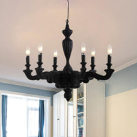 3/6-Bulb Candlestick Chandelier Light Traditional Black Resin - Rebooters