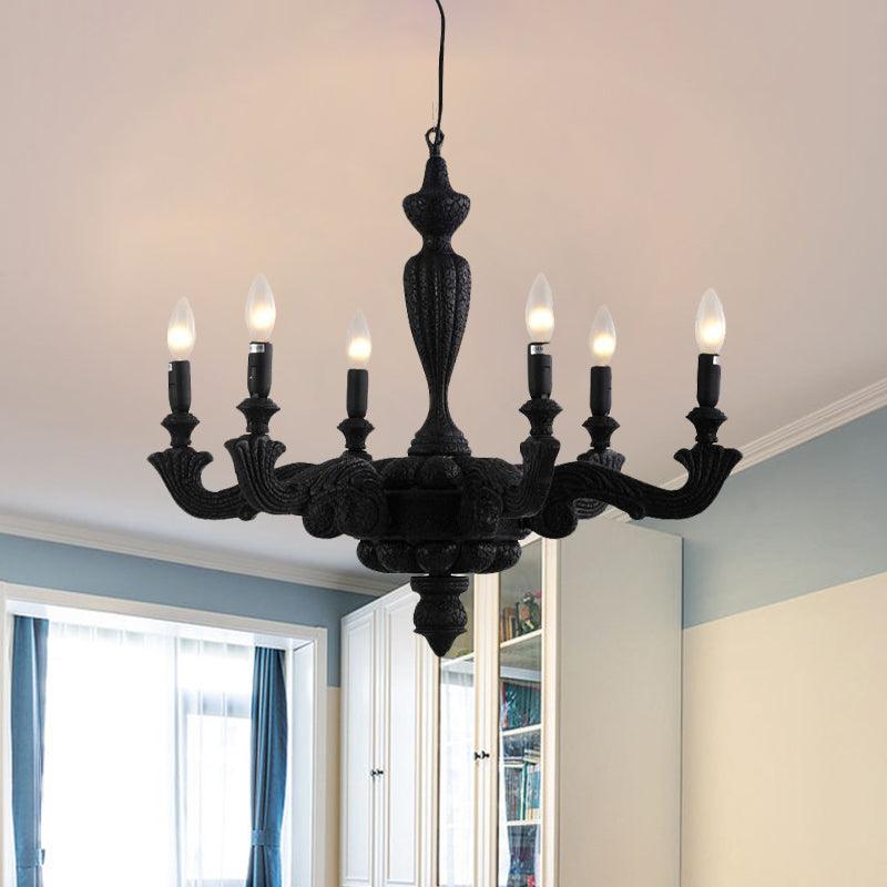 3/6-Bulb Candlestick Chandelier Light Traditional Black Resin - Rebooters