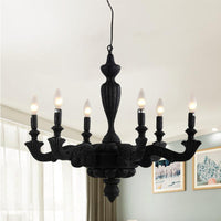 3/6-Bulb Candlestick Chandelier Light Traditional Black Resin - Rebooters