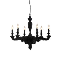 3/6-Bulb Candlestick Chandelier Light Traditional Black Resin - Rebooters