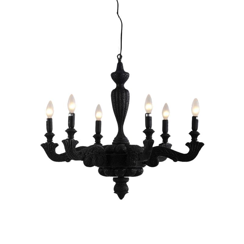 3/6-Bulb Candlestick Chandelier Light Traditional Black Resin - Rebooters